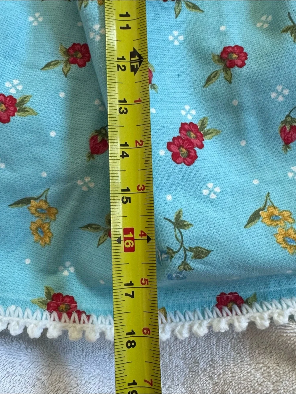 Pioneer Woman Tiffany Blue Floral Crochet Hanging Kitchen Towel